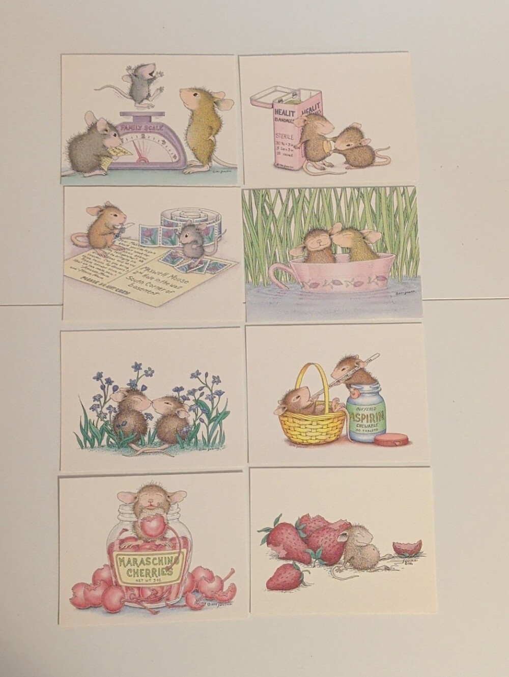 Vintage House Mouse Designs Illustration Cards - Set Of 8